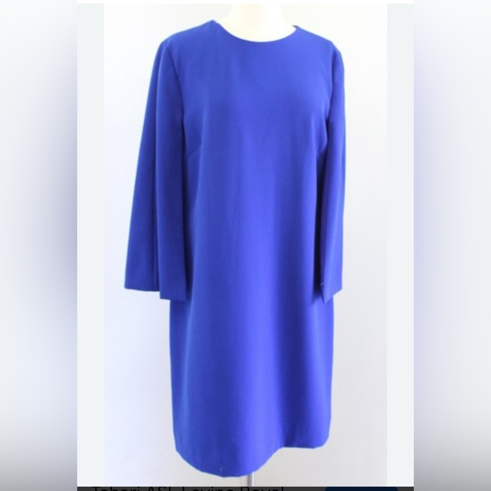 Elegant Royal Blue Long-Sleeve Shift Dress